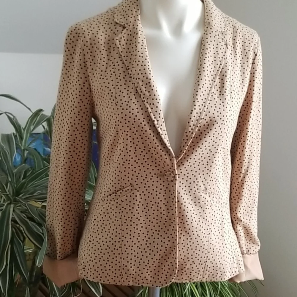 Love Tree Tan with black polka dots lined Blazer
